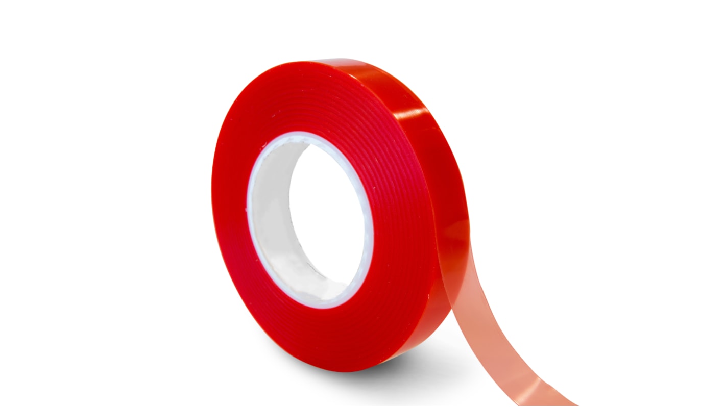 Cinta de poliéster de doble cara RS PRO F40 de color Rojo, 15mm x 50m, grosor 0.2mm