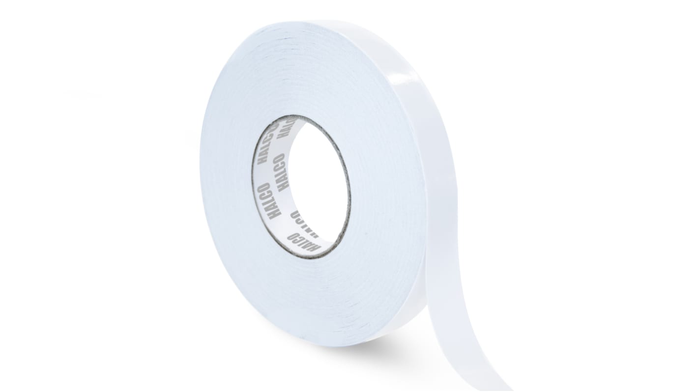 RS PRO F20 White Double Sided Paper Tape, 0.16mm Thick, 19mm x 50m