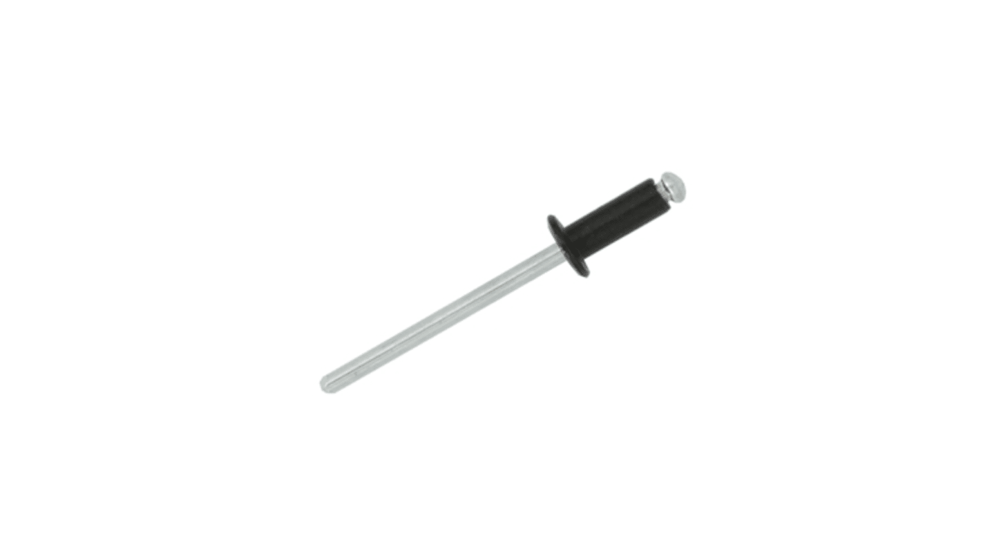 Remache ciego RS PRO de aluminio, Ø 3.2mm x 8mm, color Negro, Natural