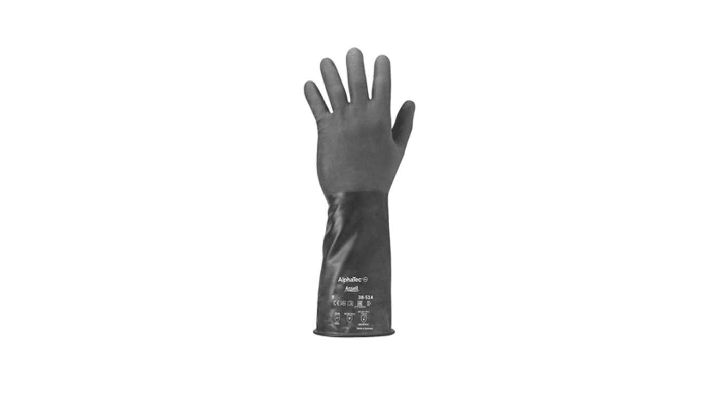 Gants de manutention Ansell AlphaTec, Taille 9, Résiste aux produits chimiques, 1 Paire, Noir