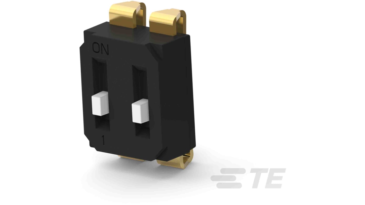 TE Connectivity 2 Way Surface Mount DIP Switch SPST, Raised Actuator