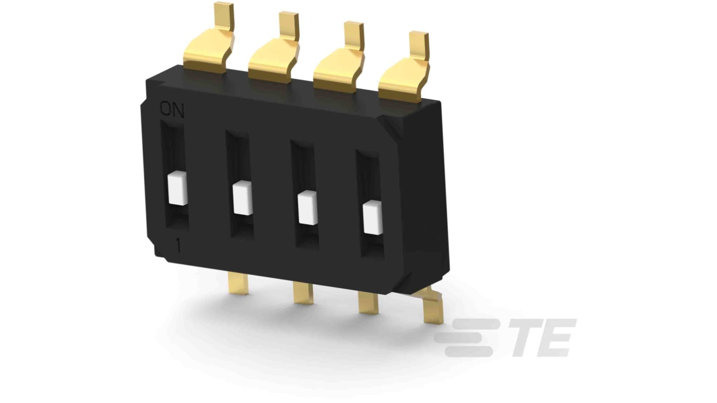 TE Connectivity 4 Way Surface Mount DIP Switch SPST, Recessed Actuator