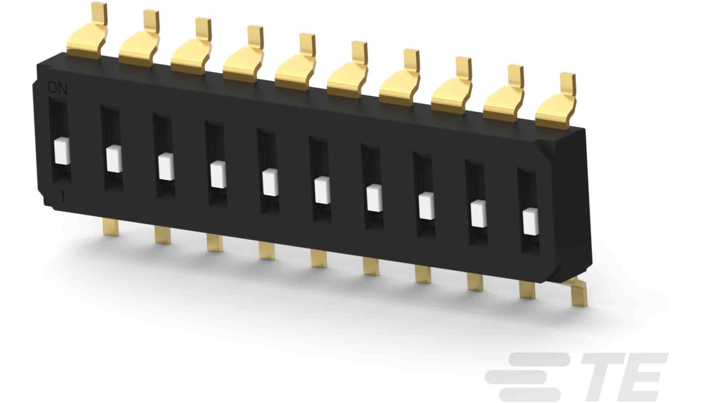 TE Connectivity 10 Way Surface Mount DIP Switch SPST, Recessed Actuator