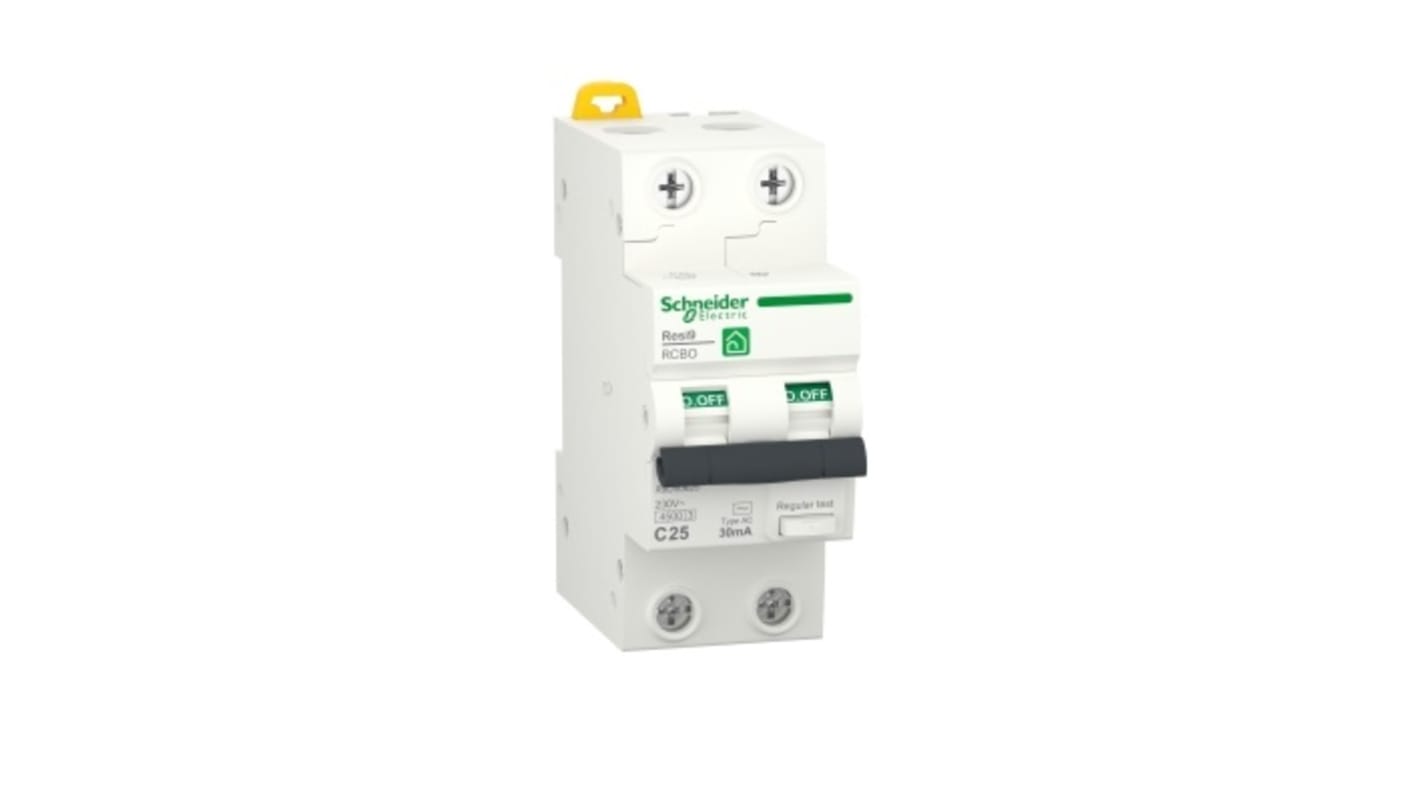 RCBO Schneider Electric R9D50625, 2P, 25A, sensibilità 30mA, Montaggio Guida DIN
