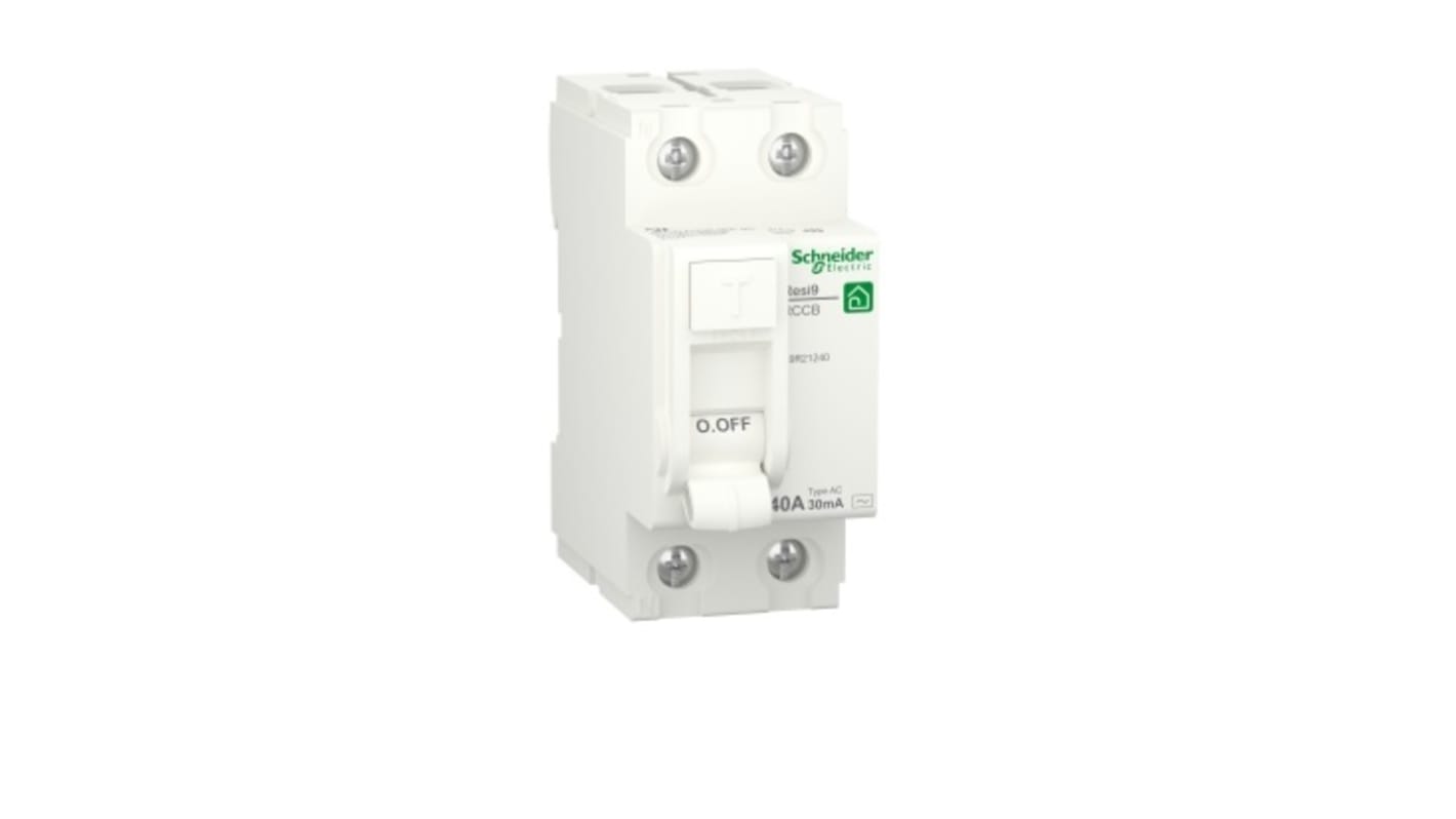 Schneider Electric R9R RCCB, 40A, 2 Pole, 30mA, Type AC, 230V ac