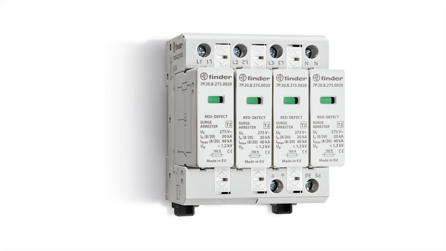 Finder 3 Phase Surge Protector, 40kA, 0.9kV