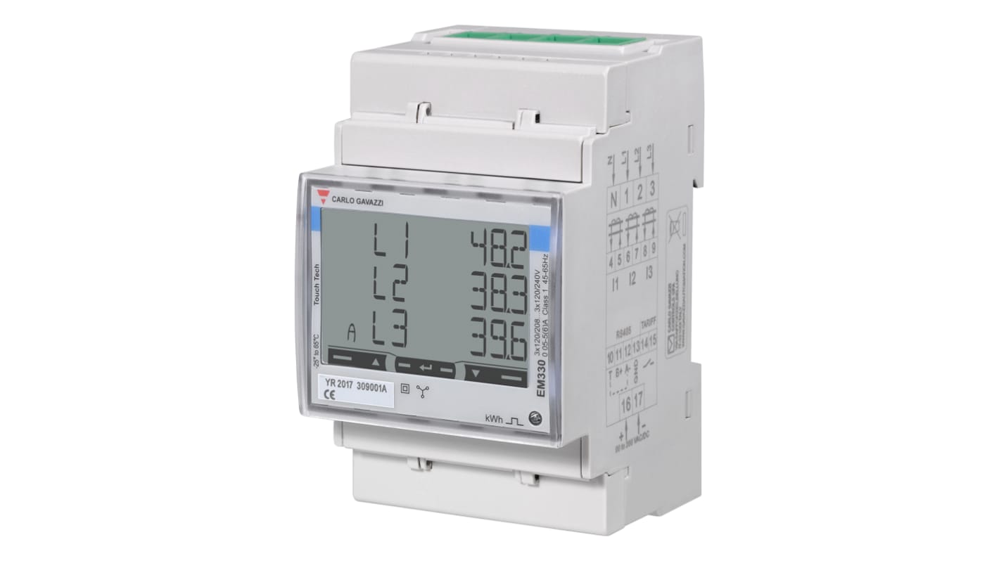 Carlo Gavazzi EM330 Energiemessgerät LCD 72mm x 72mm, 8-stellig / 3-phasig