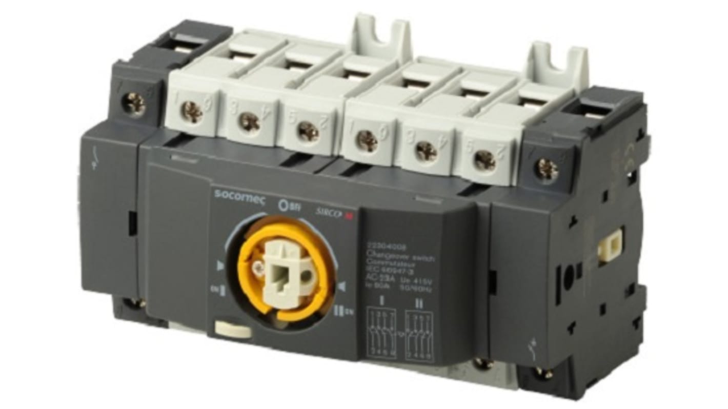 Socomec 4P Pole DIN Rail Non-Fused Switch Disconnector - 80A Maximum Current