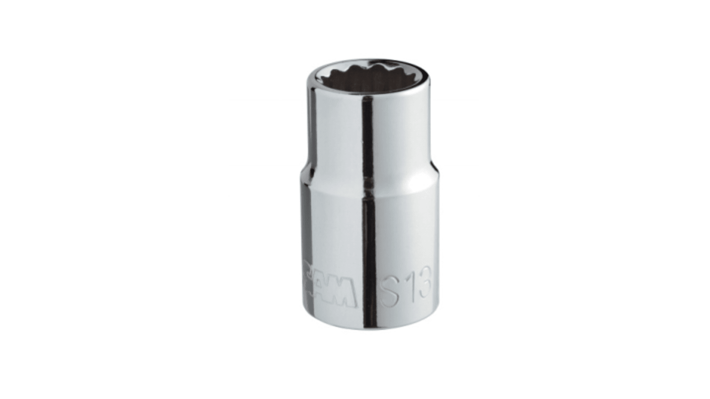SAM 1/2 in Drive 13mm Standard Socket, 12 point, 38 mm Overall Length