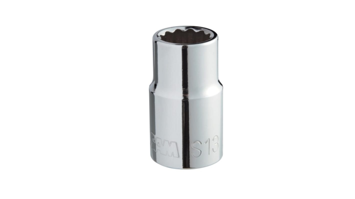 SAM 1/2 in Drive 19mm Standard Socket, 12 point, 38 mm Overall Length