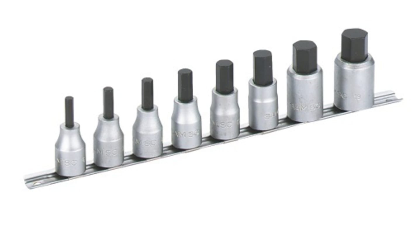 SAM 8-Piece 1/2 in Bit Socket Set , Hex Bit