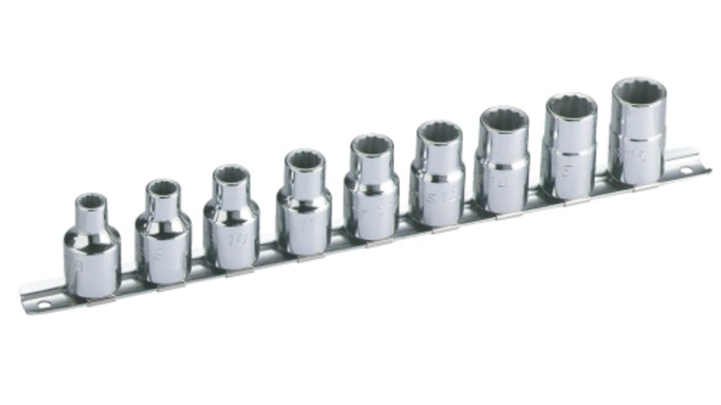 SAM 9-Piece Metric 1/2 in Standard Socket Set, 12 point