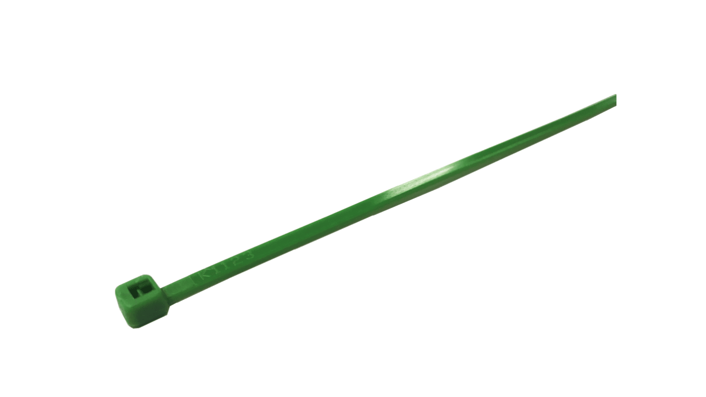 RS PRO Cable Tie, 150mm x 3.6mm, Green Nylon, Pk-100