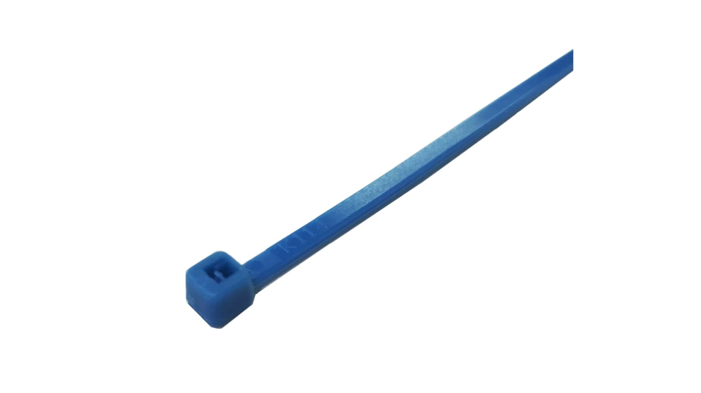 RS PRO Cable Tie, 203mm x 4.6mm, Blue Nylon, Pk-100