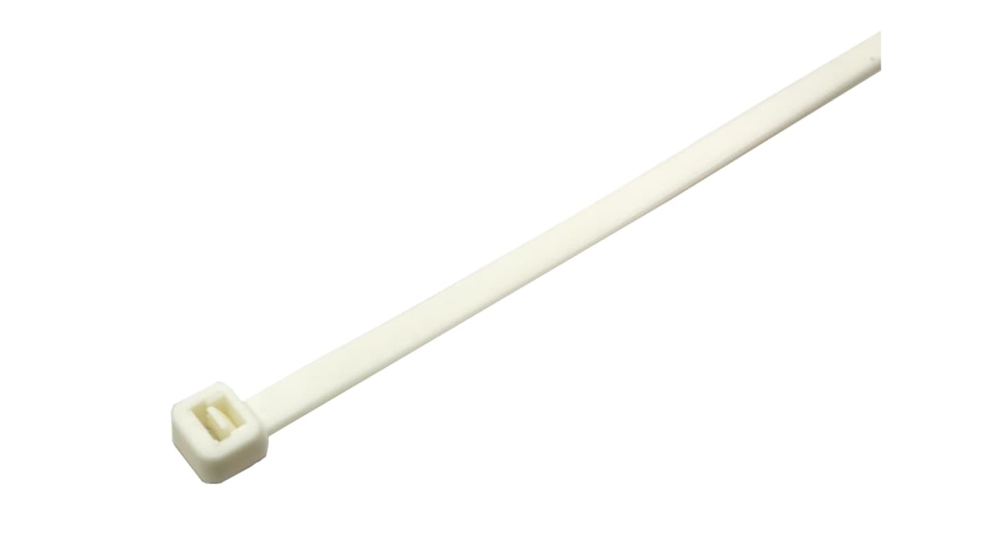 RS PRO 結束バンド, 368mm x 4.8 mm, 白, ナイロン 66, 100 個入り
