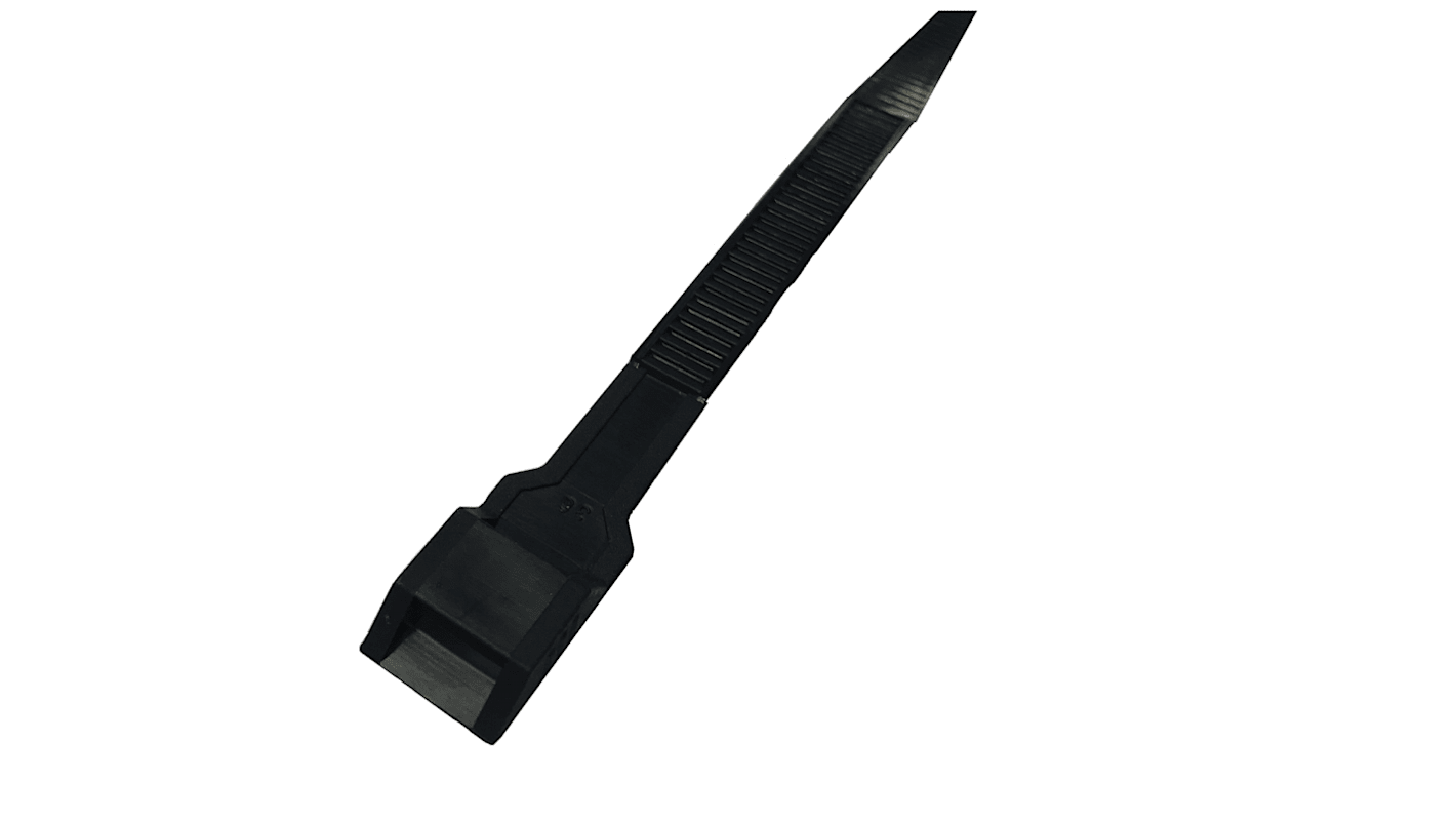RS PRO Cable Tie, 132mm x 9 mm, Black Nylon, Pk-100