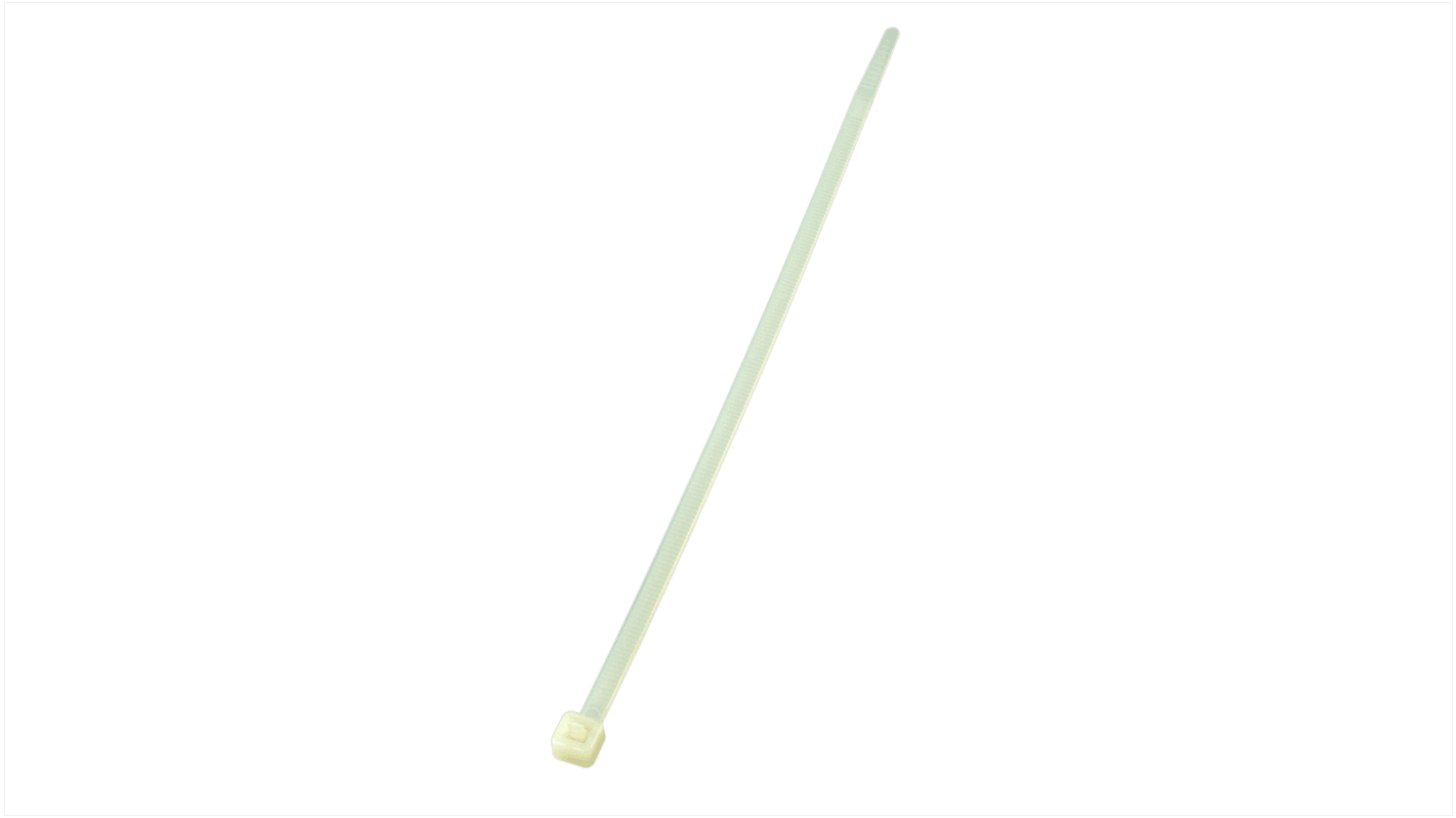 RS PRO Cable Tie, 200mm x 4.6 mm, Natural Nylon, Pk-100