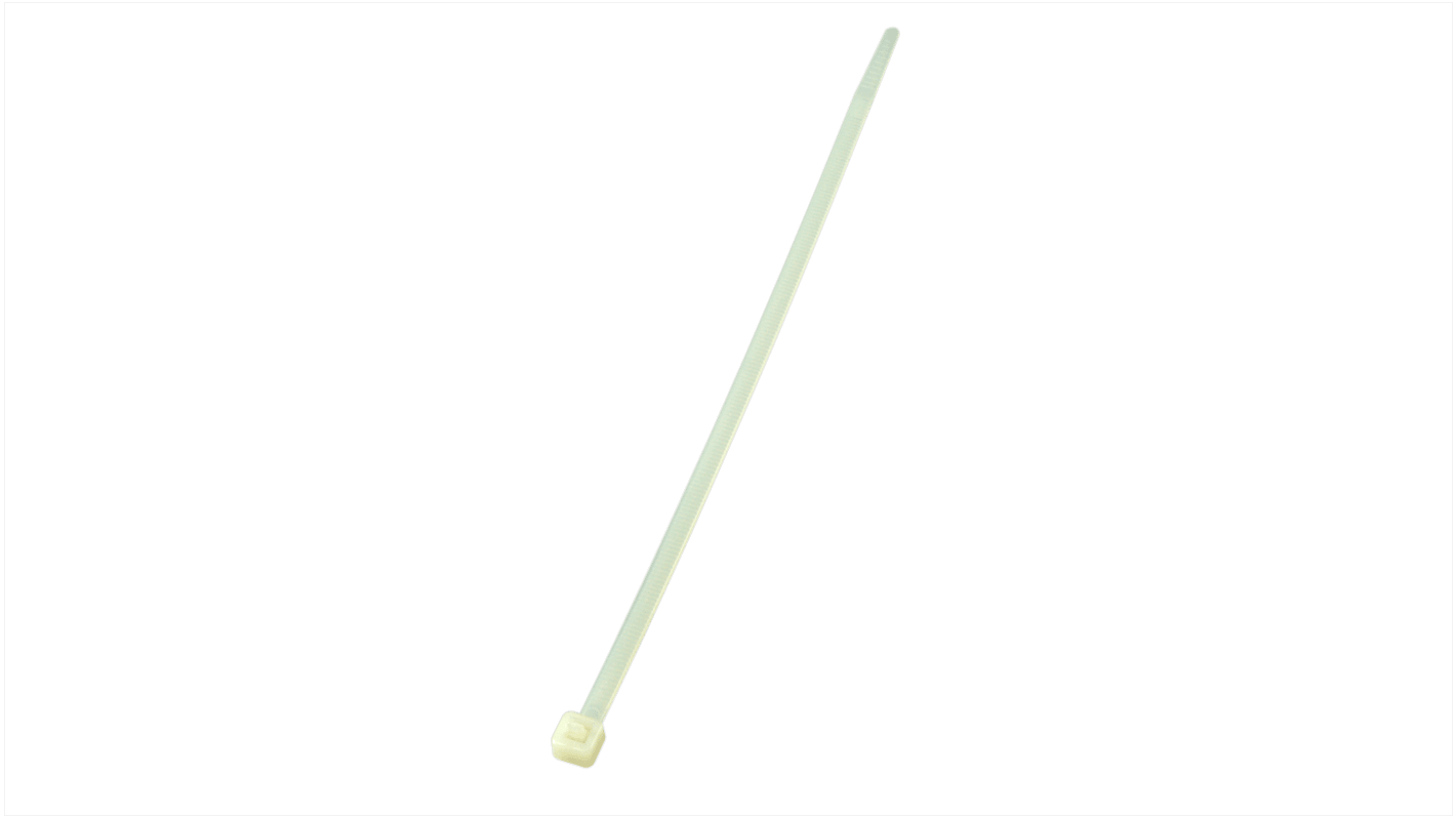 RS PRO Cable Tie, 300mm x 4.8mm, Natural Nylon, Pk-100