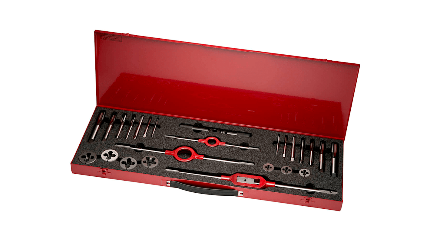 Dormer 27-Piece HSS Thread Tap & Die Set, 1/4 in UNC - 3/4 in UNC Taps, 1/4 in UNC - 3/4 in UNC Dies