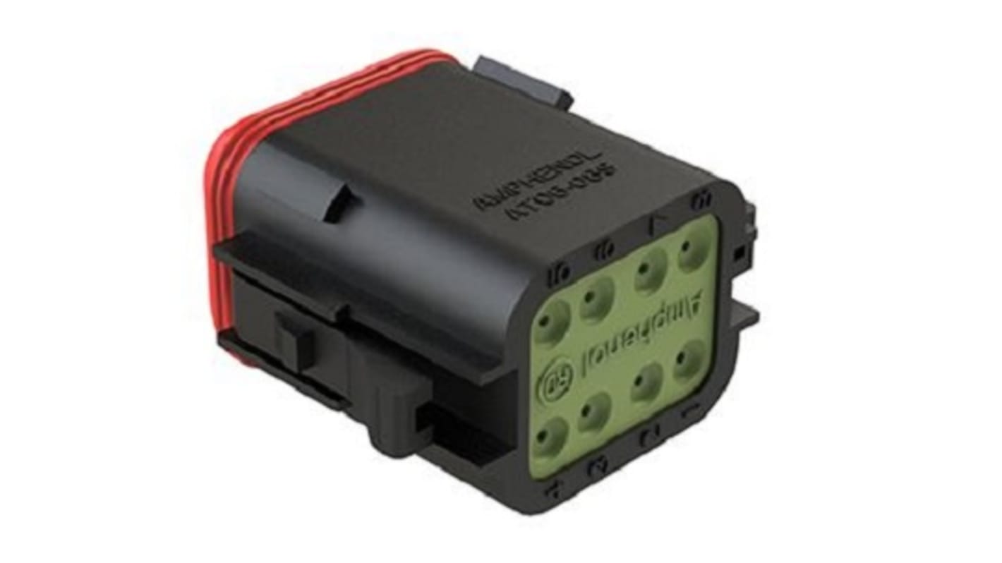 Amphenol Industrial, AT Cable connector Socket 8 Way, Crimp Termination AT06-08SA-RDBLK