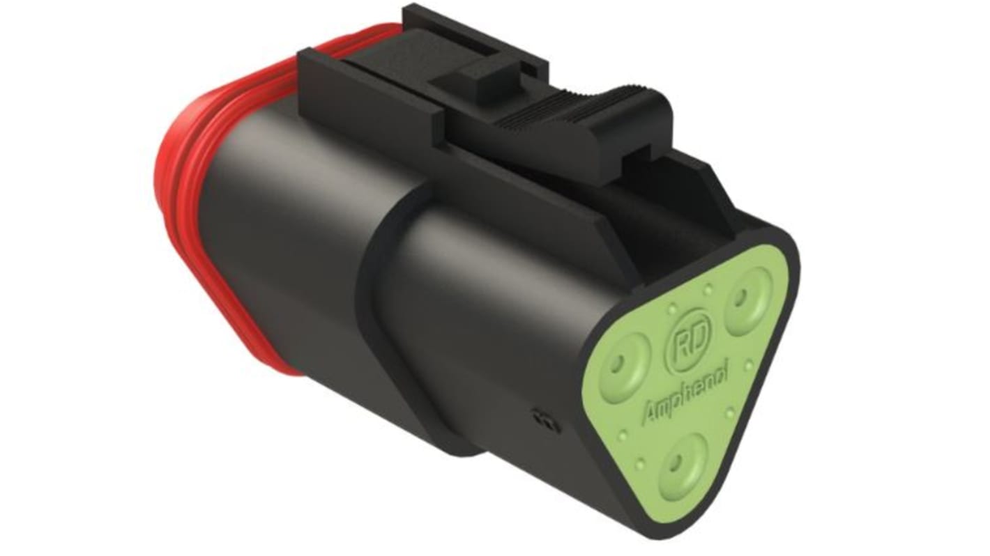 Amphenol Industrial, AT Cable connector Socket 3 Way, Crimp Termination AT06-3S-RD01BLK
