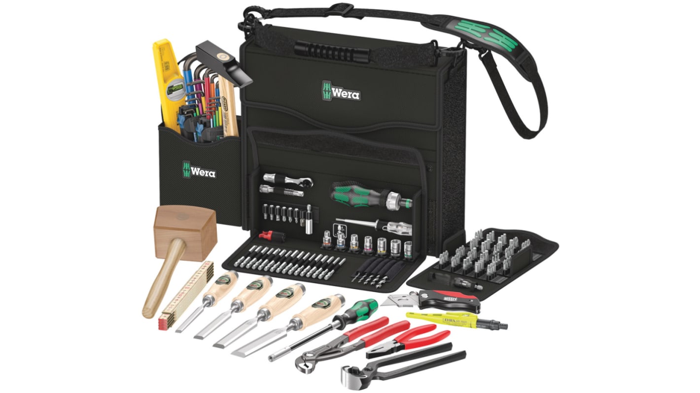 Wera 134 Piece Wera 2go H 1 tool set for wood applications Tool Kit with Bag