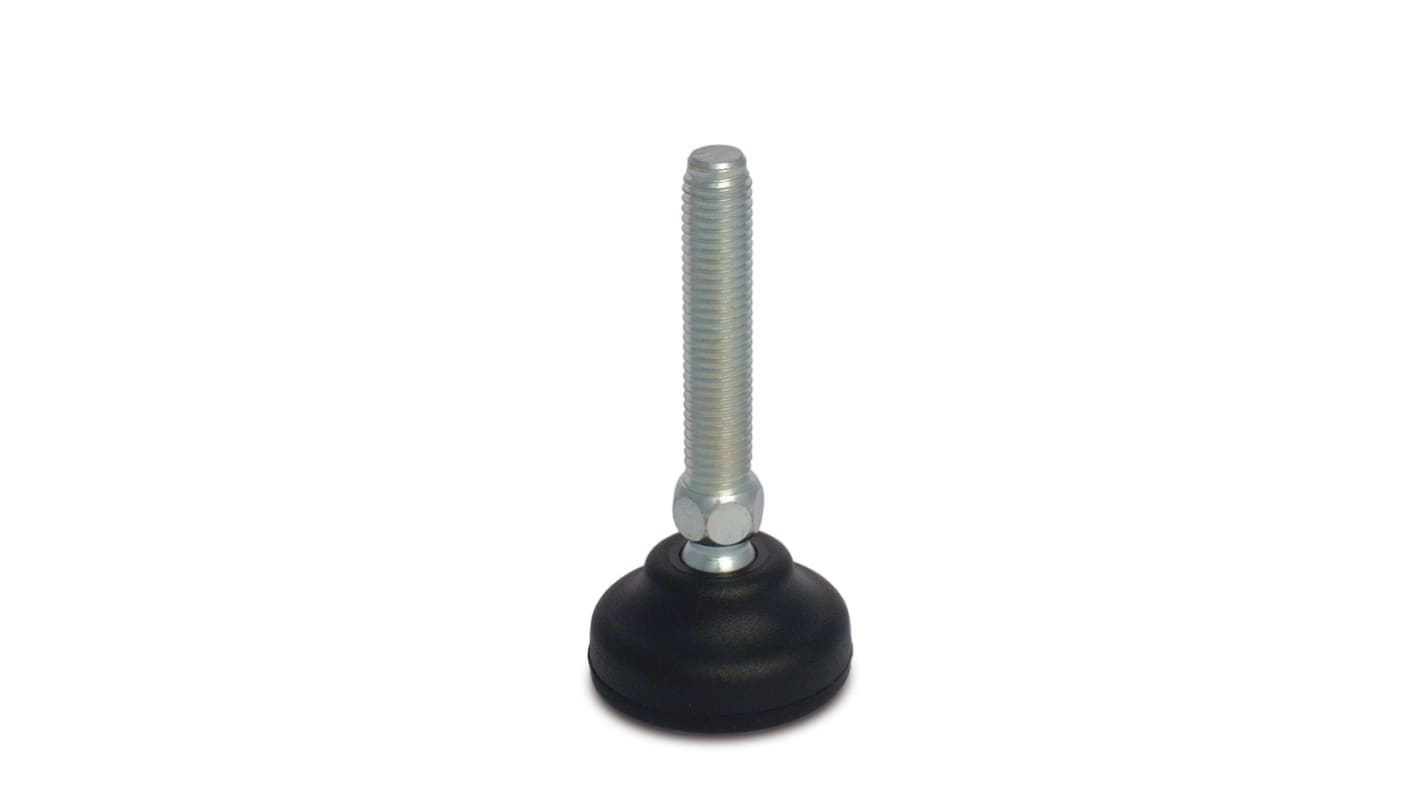 RS PRO M8 40mm Dia. Polyamide Adjustable Foot, 1000kg Static Load Capacity 30° Tilt Angle