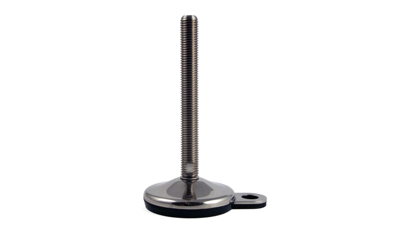 RS PRO M20 80mm Dia. Rubber Adjustable Foot, 1000kg Static Load Capacity 10° Tilt Angle