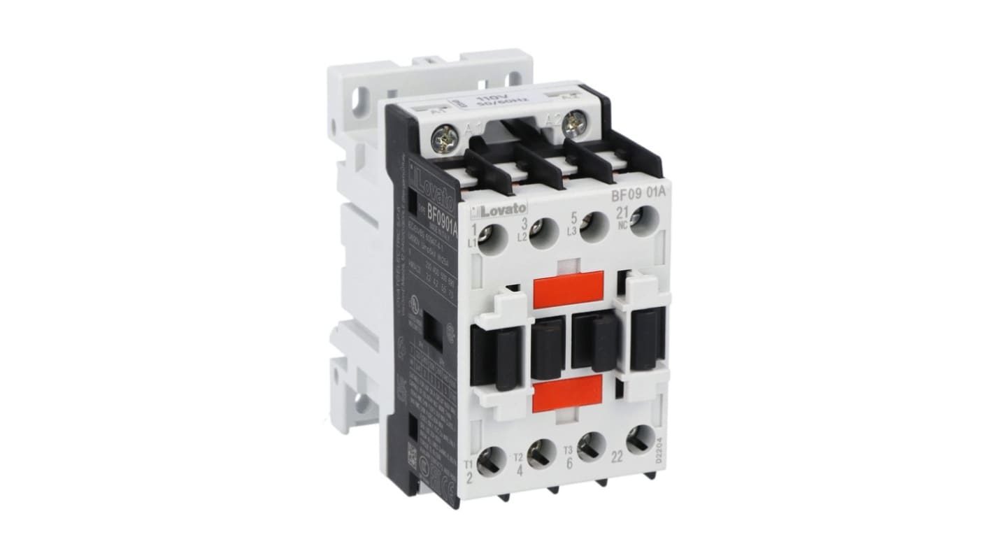 Lovato Contactor, 400 V ac Coil, 3-Pole, 9 A, 7.5 kW, 1NC