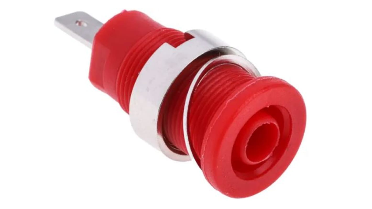 RS PRO Red Female Banana Socket, 4 mm Connector, Tab Termination, 24A, 1000V, Nickel, Tin Plating