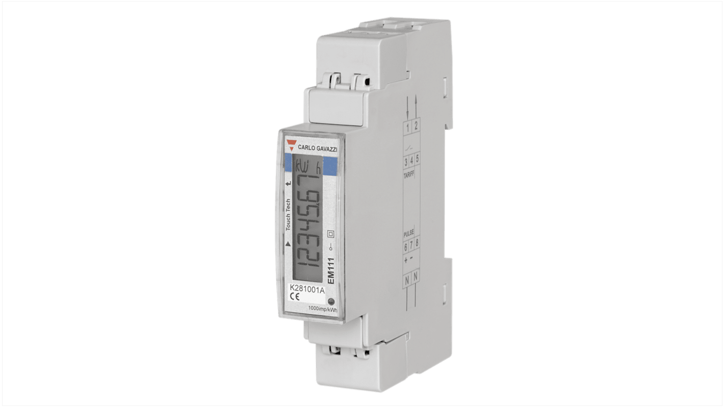 Contatore di energia Carlo Gavazzi, EM111, monofase fasi, display LCD a 7 cifre