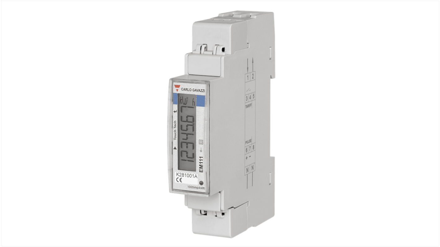 Carlo Gavazzi EM111 Energiemessgerät LCD 91.5mm x 17.5mm, 7-stellig / 1-phasig