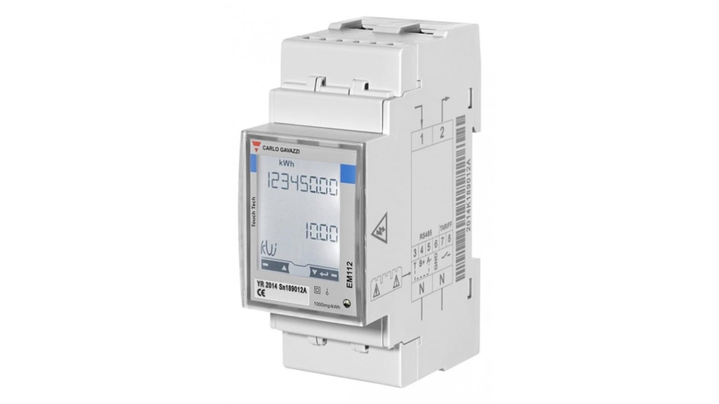 Carlo Gavazzi EM112 Energiemessgerät LCD 90mm x 35mm, 8-stellig / 1-phasig