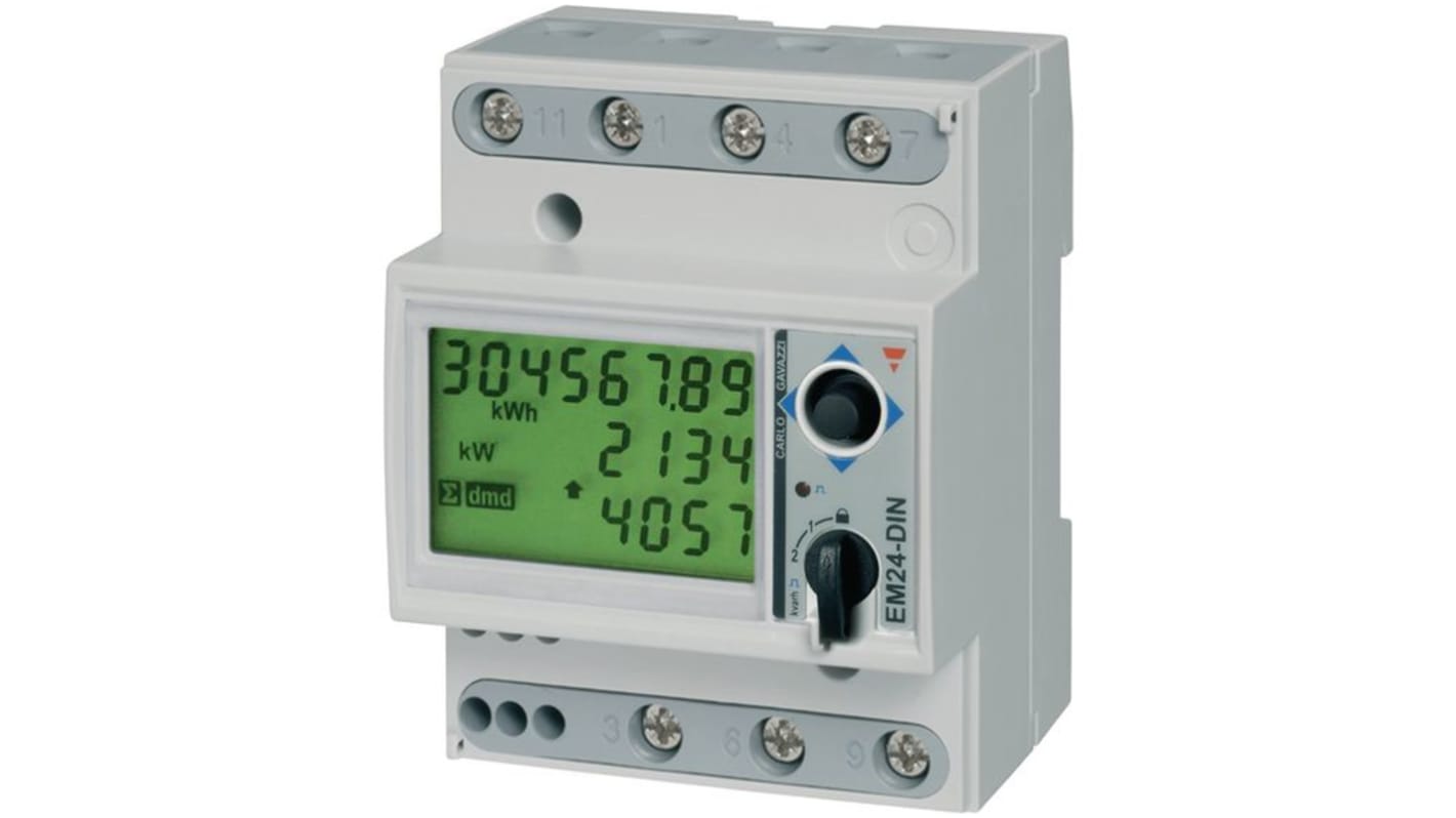 Carlo Gavazzi EM24 Energiemessgerät LCD 90mm x 71.6mm, 8-stellig / 3-phasig