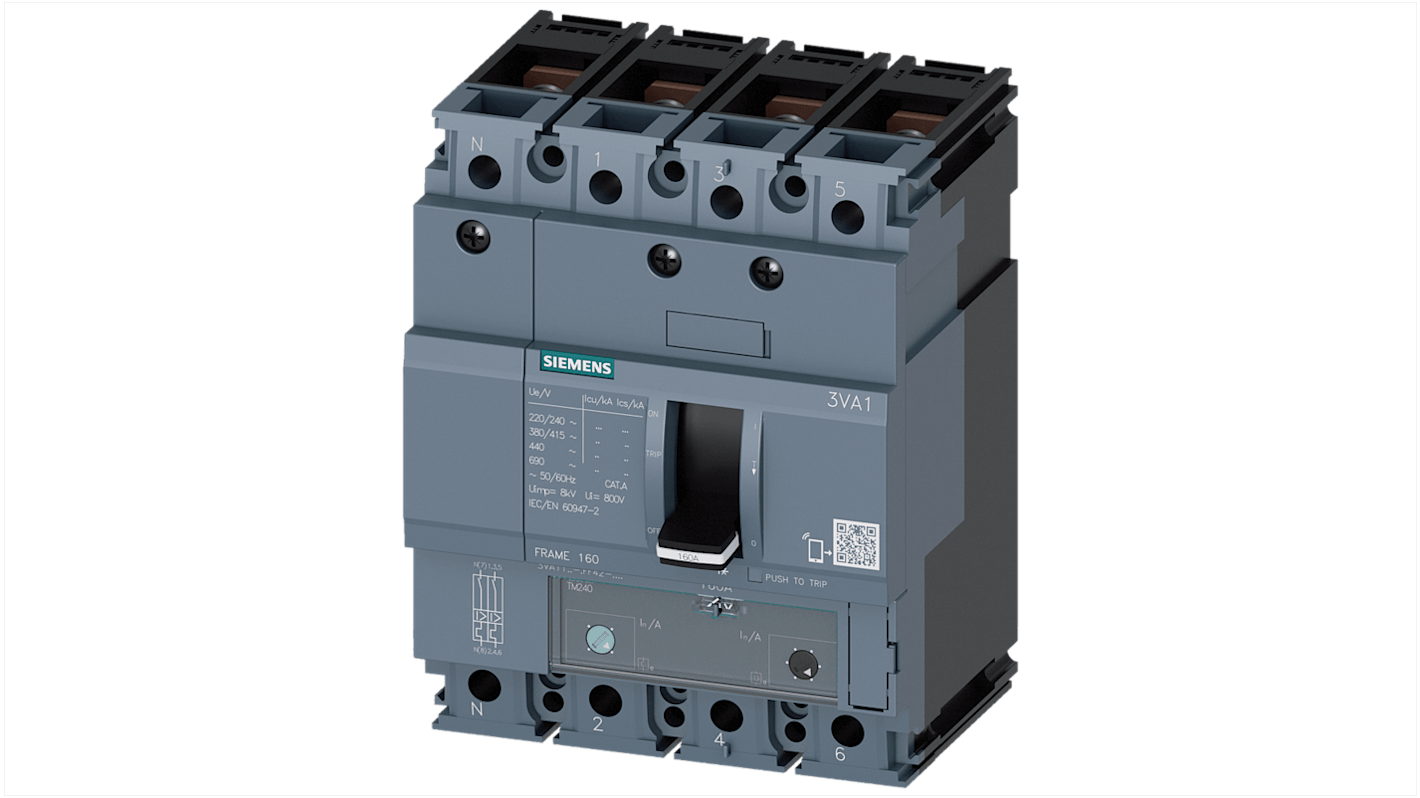 Siemens SENTRON 3VA1 MCB, 4P, 100A
