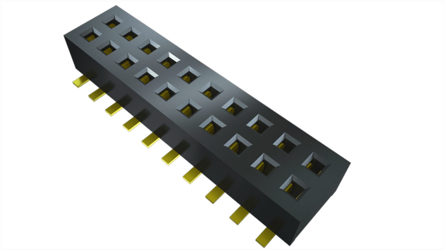 Samtec CLP Series Right Angle Surface Mount PCB Socket, 12-Contact, 2-Row, 1.27mm Pitch, Solder Termination