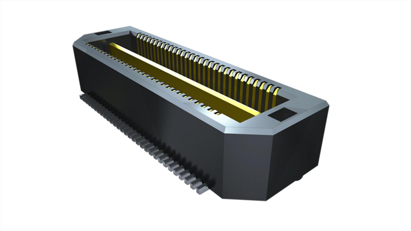 Samtec QTH Series Right Angle Surface Mount PCB Header, 120 Contact(s), 0.5mm Pitch, 2 Row(s), Shrouded