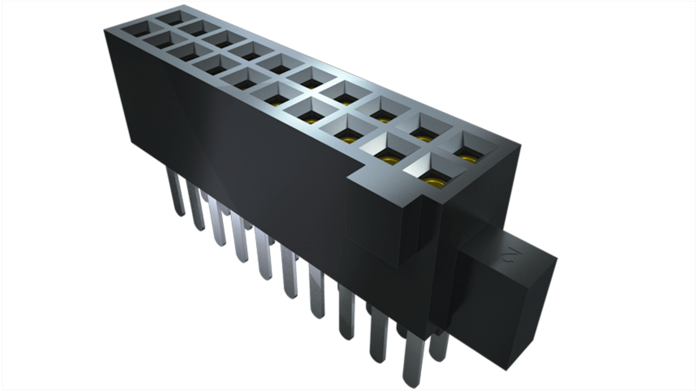 Samtec SFM Series Straight Through Hole Mount PCB Socket, 60-Contact, 2-Row, 1.27mm Pitch, Solder Termination