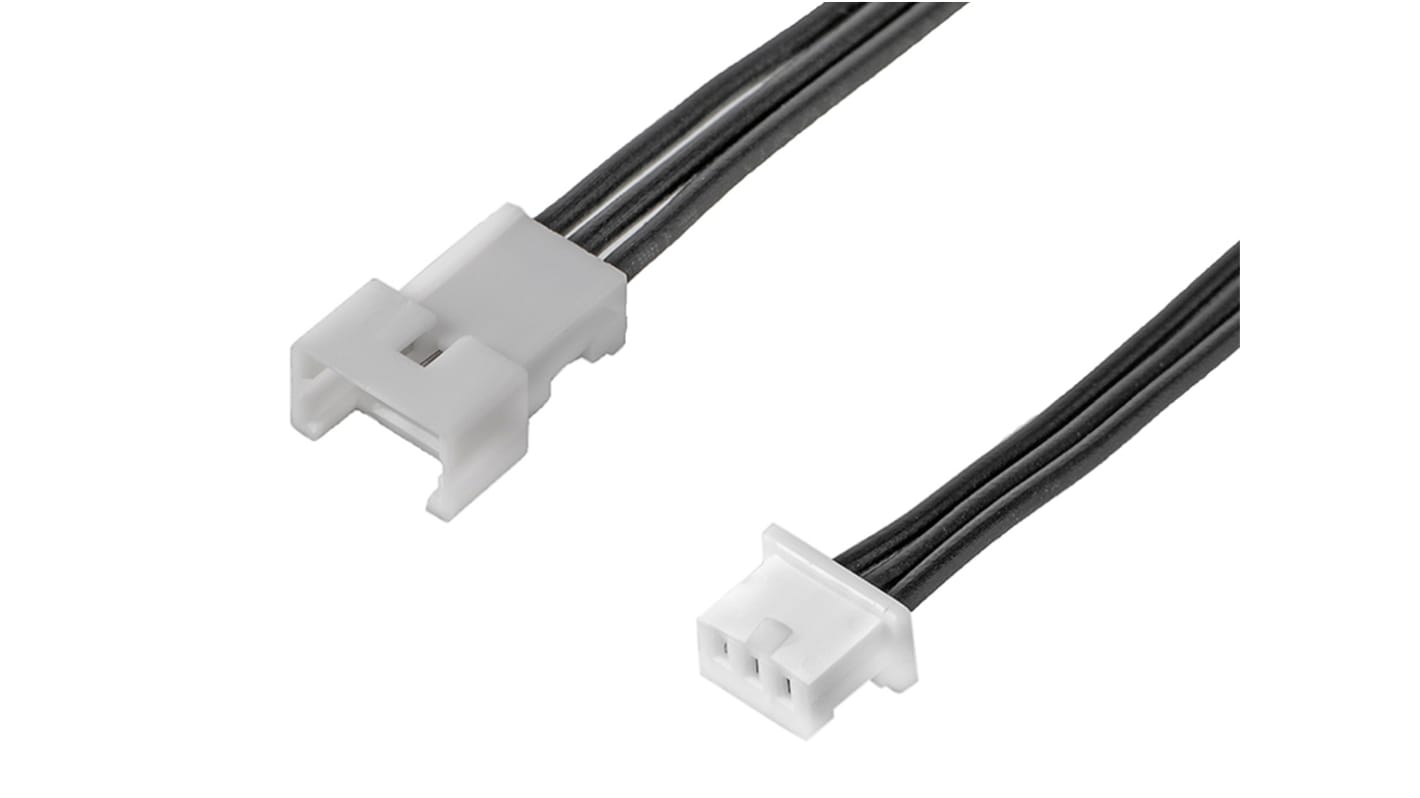 Conjunto de cables Molex PicoBlade 218113, long. 75mm, Con A: Hembra, 3 vías, Con B: Macho, 3 vías, paso 1.25mm
