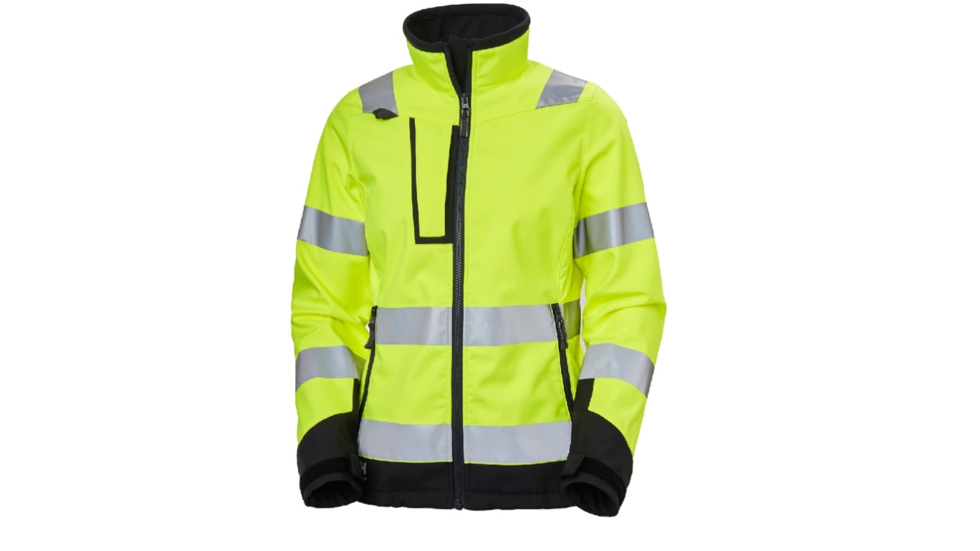 Helly Hansen Black/Green/White/Yellow Unisex Hi Vis Softshell Jacket, XL