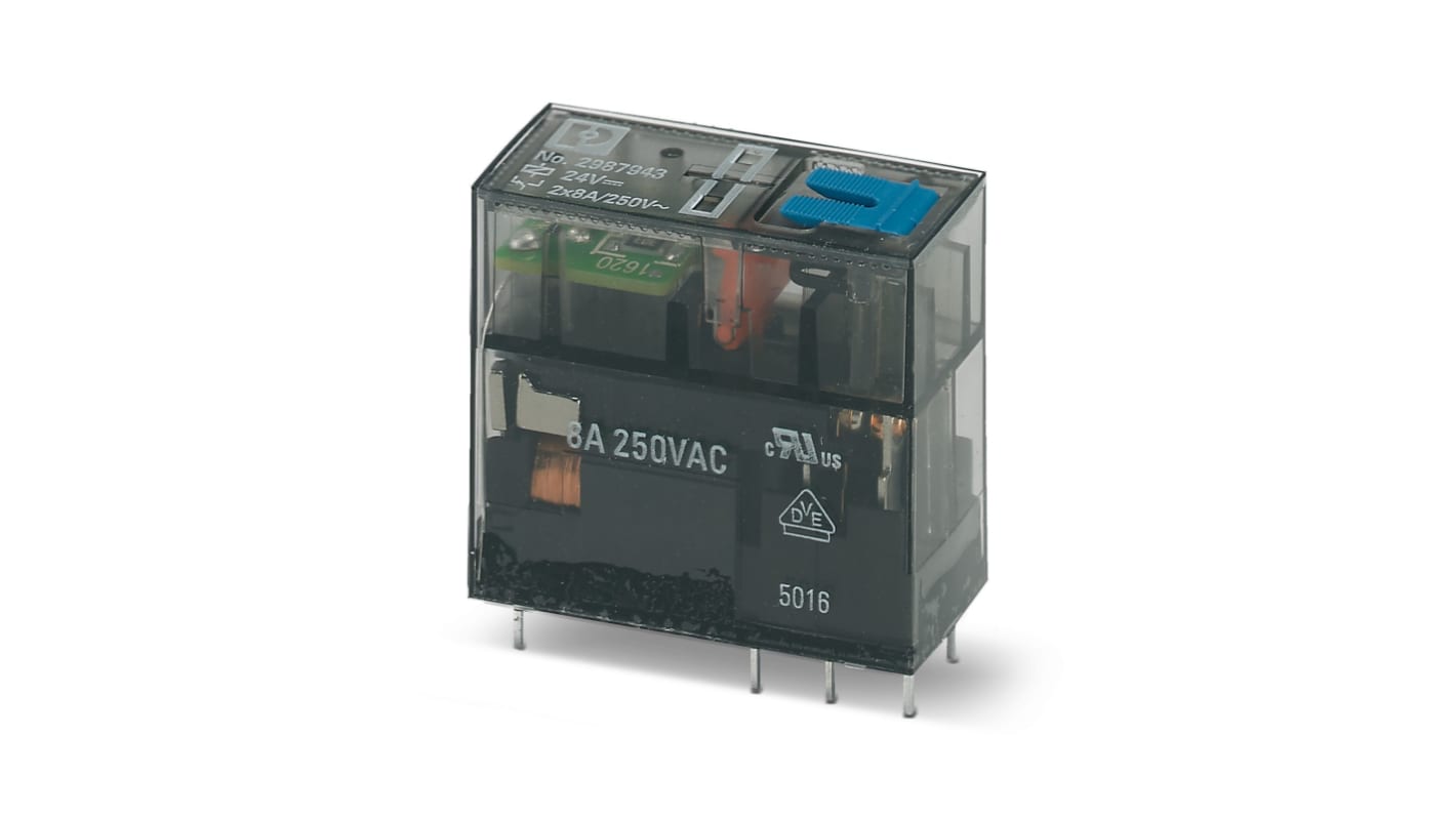 Relé sin enclavamiento Phoenix Contact REL-MR- 24DC/21-21/MS, bobina 24V dc, 8A, Carril DIN