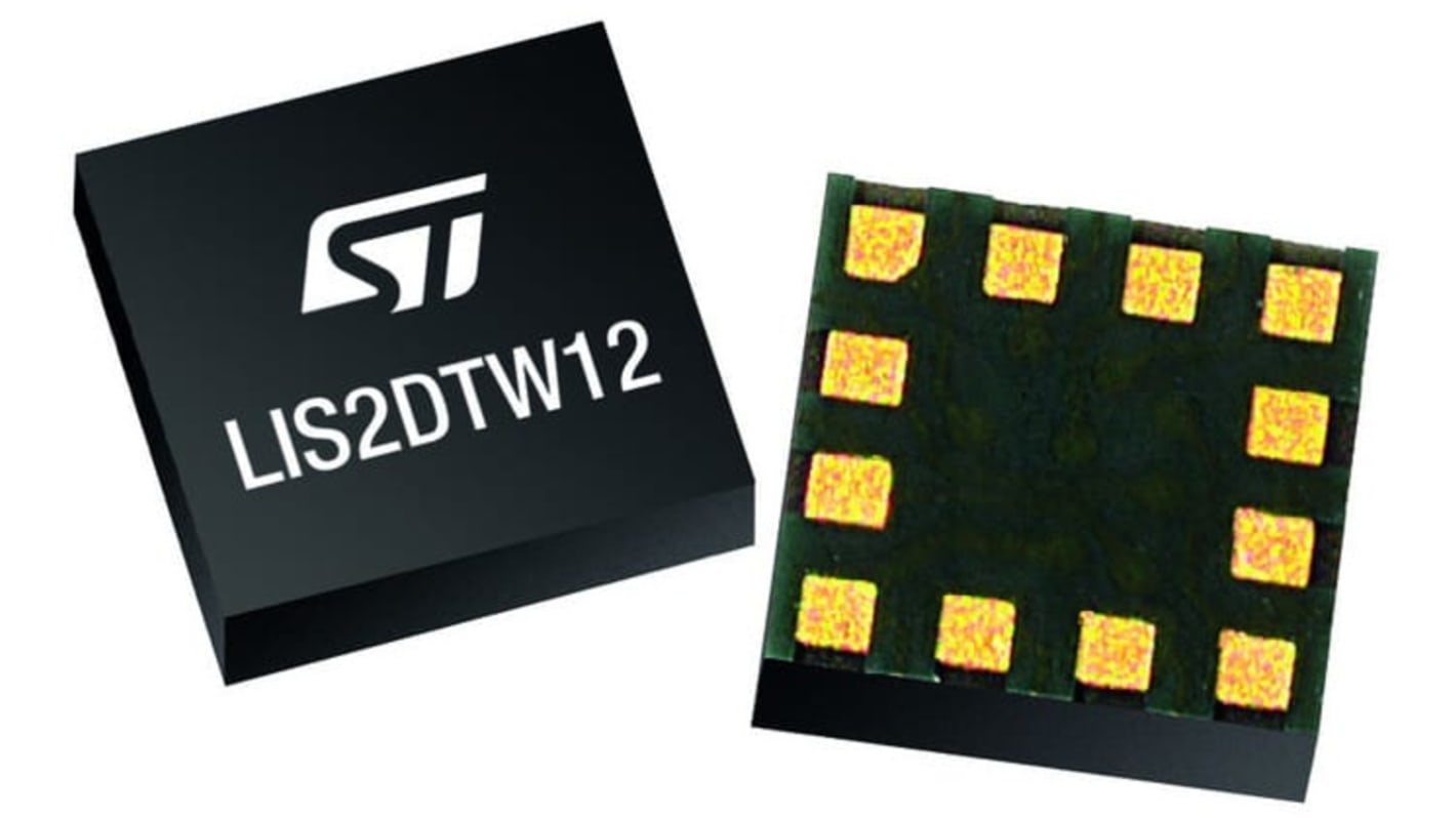 Accelerometro STMicroelectronics, I2C, SPI, 12 pin, LGA, Montaggio superficiale