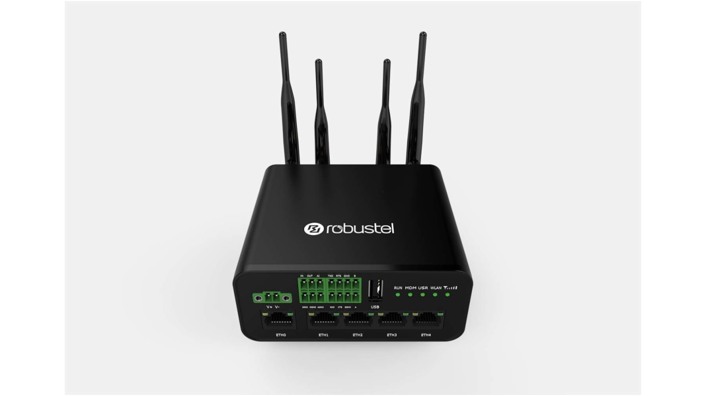 Router Robustel, 5 porte LAN, 10/100Mbit/s, 300 Mbps, 802.11 b/g/n, 2G, 3G, 4G, Ethernet, Wi-Fi