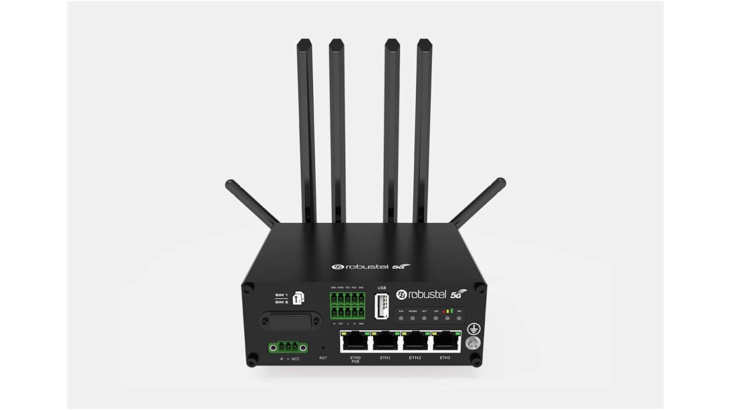 Router Robustel, 4 porte LAN, 10/100/1000Mbit/s, 2.4 Ghz,5Ghz, 867 Mbps, 802.11 b/g/n/ac, 2G, 3G, 4G, 5G, Ethernet,