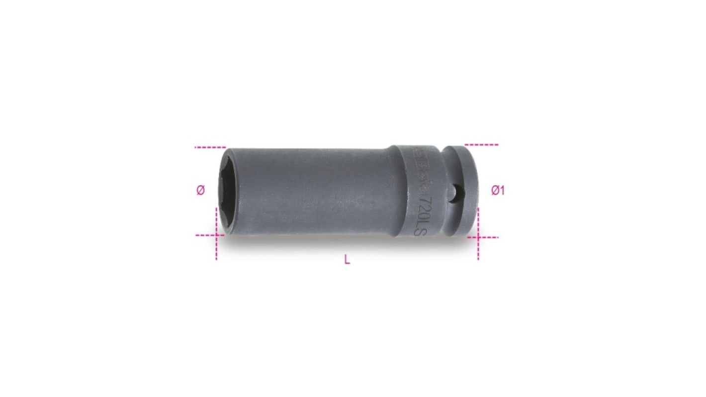 Vaso de impacto BETA perfil Vaso largo de impacto de 27mm, con cuadrado de 1/2 pulg., longitud 78 mm