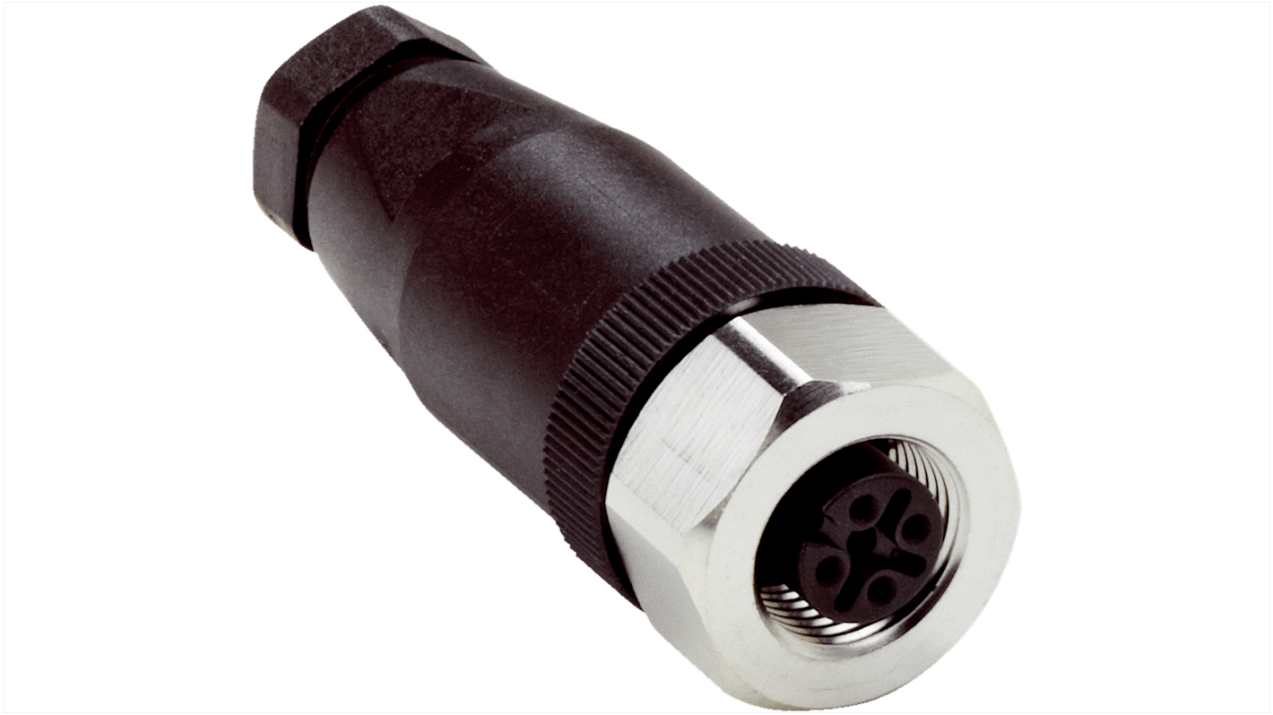 SICK M12圆形连接器插头, 4芯, 电缆安装, 螺钉端接, 4.0A, 250.0V, IP67