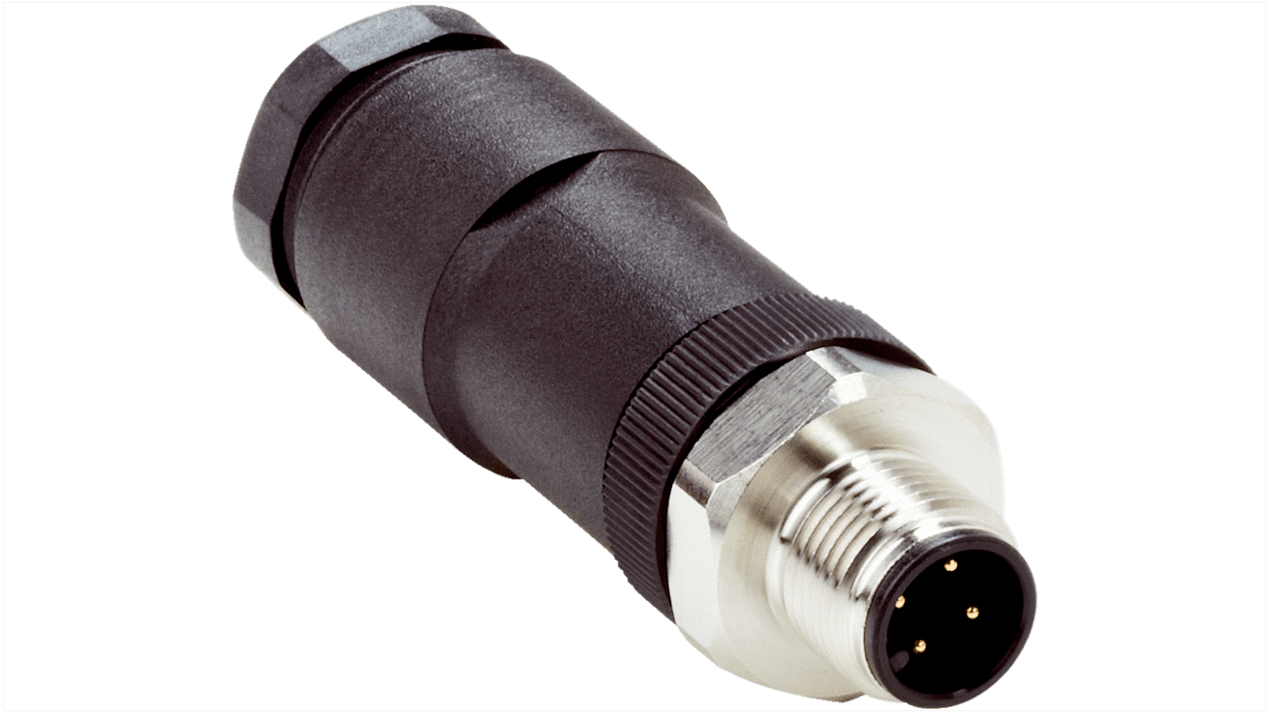 SICK Circular Connector, 4 Contacts, Cable Mount, M12 Connector, Plug, Male, IP67
