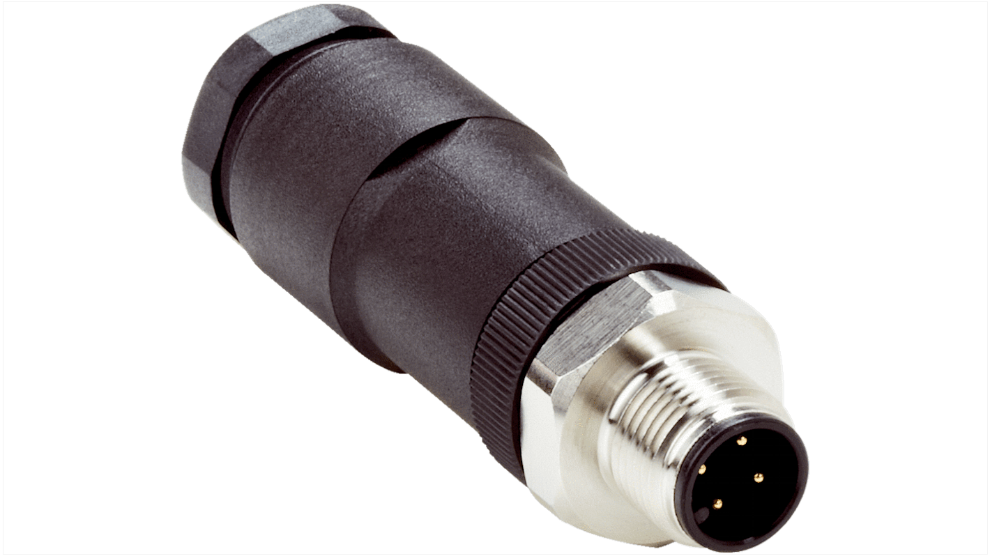 Sick Circular Connector, 4 Contacts, Cable Mount, M12 Connector, Plug, Male, IP67