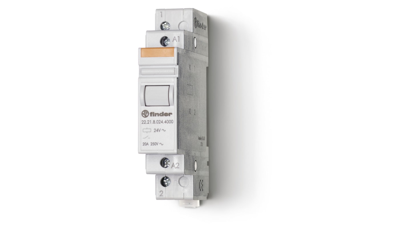 Finder DIN Rail Non-Latching Relay, 12V ac Coil, 20A Switching Current