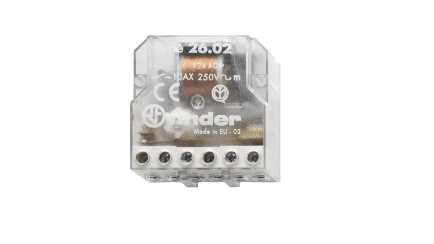 Relais Finder 26 Series, 2 NO, bobine 12V c.a. Montage panneau 4.5W